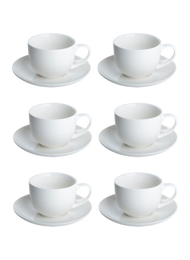 دوف طقم أكواب شاي مع صحون من البورسلان – 12 قطعة (220 مل) أبيض – يكفي لـ 6 أشخاص - Image 1