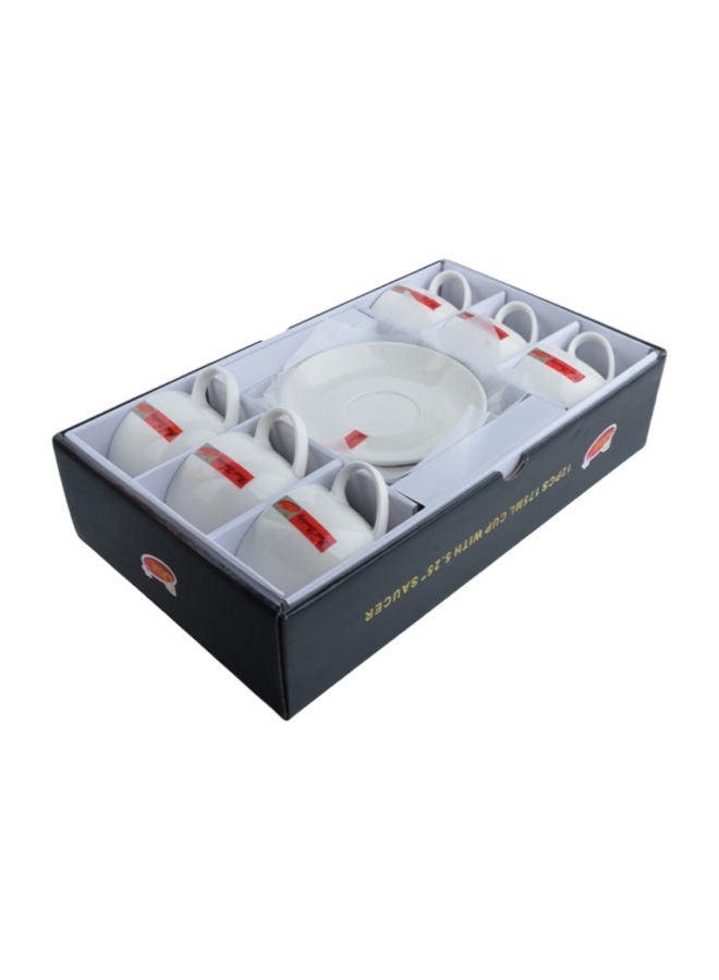 دوف طقم أكواب شاي مع صحون من البورسلان – 12 قطعة (220 مل) أبيض – يكفي لـ 6 أشخاص - Image 2