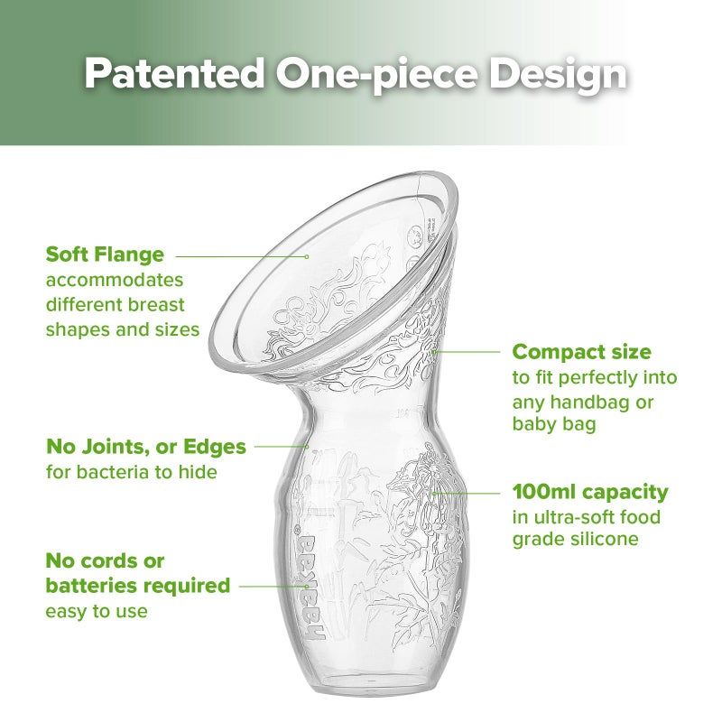 haakaa 100 ml Silicone Breast Pump with Lid, Transparent Manual Breast Pump, Healthy and Harmless, Save Every Drop of Breast Milk - Image 5