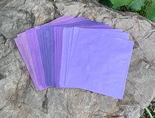RATREE 888 50 Sheets 6 x 6 Inches Natural Fiber Mulberry paper Sheets Square Origami Paper Arts Folding Craft, Decoration Paper, Square Folding Paper for DIY Crafts (Lavender Tone, 6x6 Inch) - Image 2