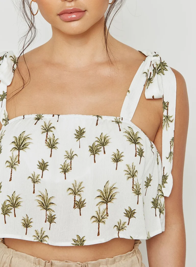 FOREVER 21 Palm Tree Crop Top