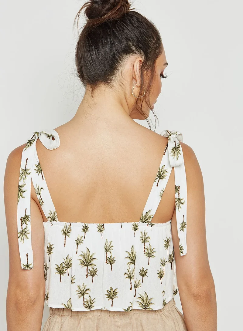 FOREVER 21 Palm Tree Crop Top
