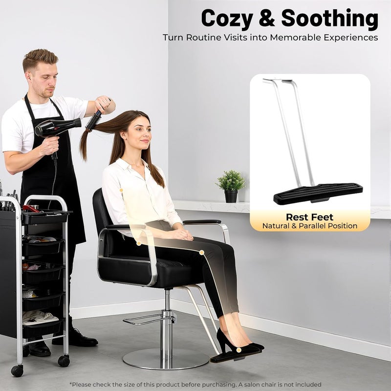 Salon Chair Footrest Hairdressing Foot Rest, Iron and Plastic Replacement Pedal, 21.65'' L Barber Chair Part, Attachment Footplates for Sofa Chairs and Swivel Chairs - Image 4