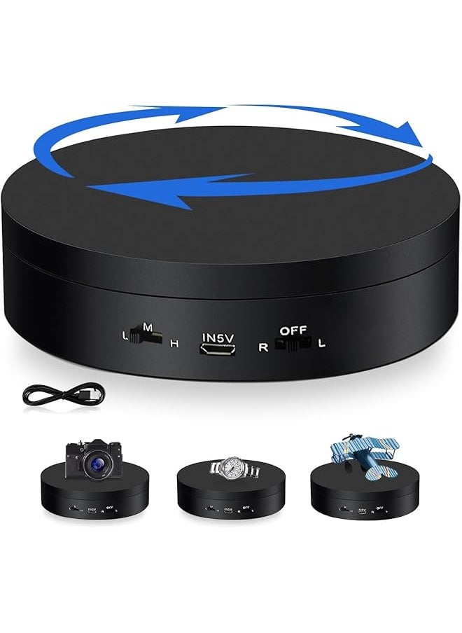 erorex 360° Electric Rotating Turntable Usb Charging Motorized Display Stand Platform With 3 Speed Adjustable 1Kg Load For Jewelry Photography Products Live Show Video Shoot Also Battery Operate  - Image 1