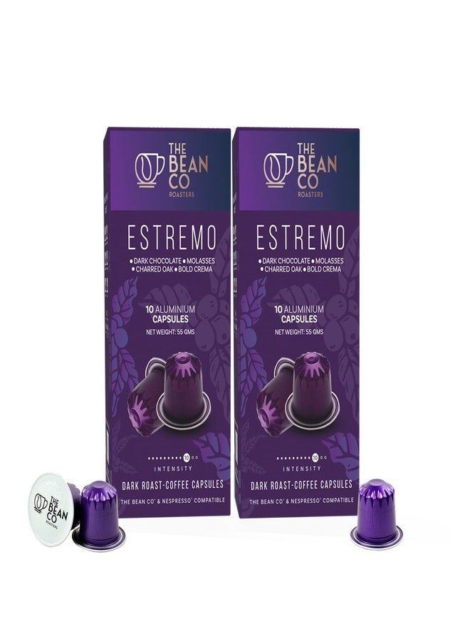 THE BEAN CO كبسولات قهوة ألومنيوم من ذا بين كو روستر إستريمو | ٢٠ كبسولة قهوة - درجة التحميص ١٠ | تحميص داكن | ١٠٠٪ أرابيكا | كبسولات قهوة سويسرية الصنع - Image 1