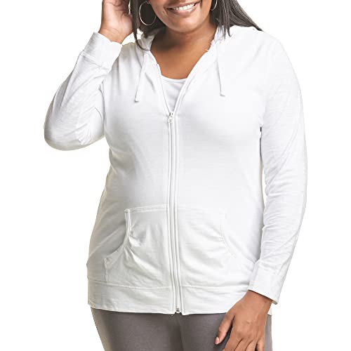 Just My Size Women's Full Zip Jersey Hoodie, White, 5X - Image 4