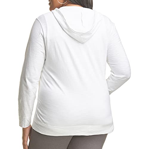 Just My Size Women's Full Zip Jersey Hoodie, White, 5X - Image 2