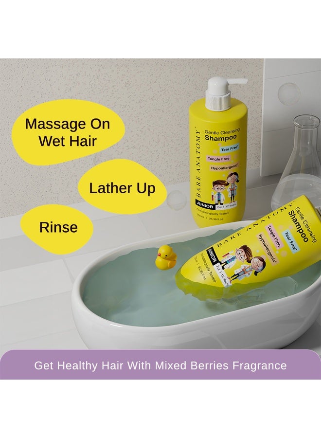 BARE ANATOMY Gentle Cleansing Kids Shampoo for 1-12 Yrs | Tear-Free & Hypoallergenic pH 5.5 | Coconut Milk Protein & Vitamin E | Sulphate Free | 750ml - Image 4
