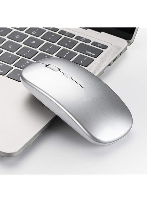 Computer Accessory Wireless 2.4G Mouse Ultra Thin Silent Mouse Portable And Sleek Mice Mouse 10M 33Ft Wireless Transmission Silver