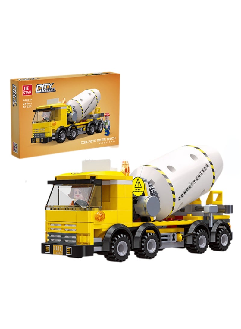 Children's Self-assembled Engineering Car Boy Small Building Block Toy Model(Concrete Mixer Truck 244PCS) - Image 1