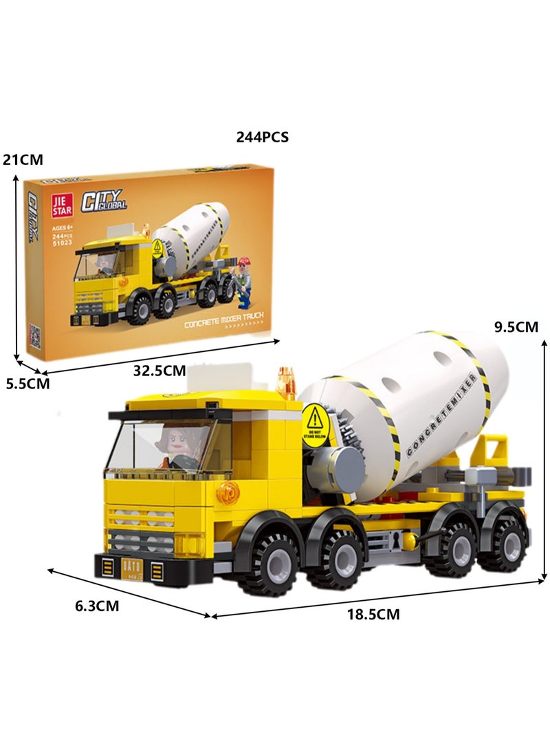 Children's Self-assembled Engineering Car Boy Small Building Block Toy Model(Concrete Mixer Truck 244PCS) - Image 2