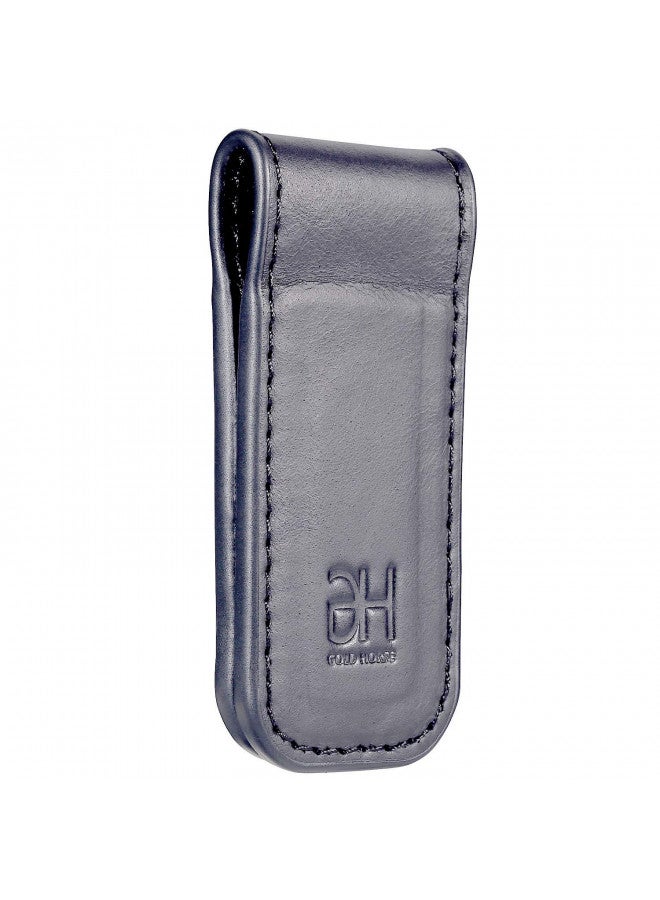 GH GOLD HORSE Slim Magnetic Money Clip Genuine Leather Business Card Holder for Men (Grey)