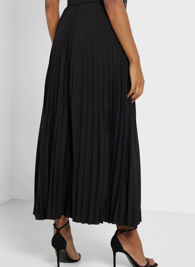 ELLA Belted Pleat Detail Skirt - Image 3