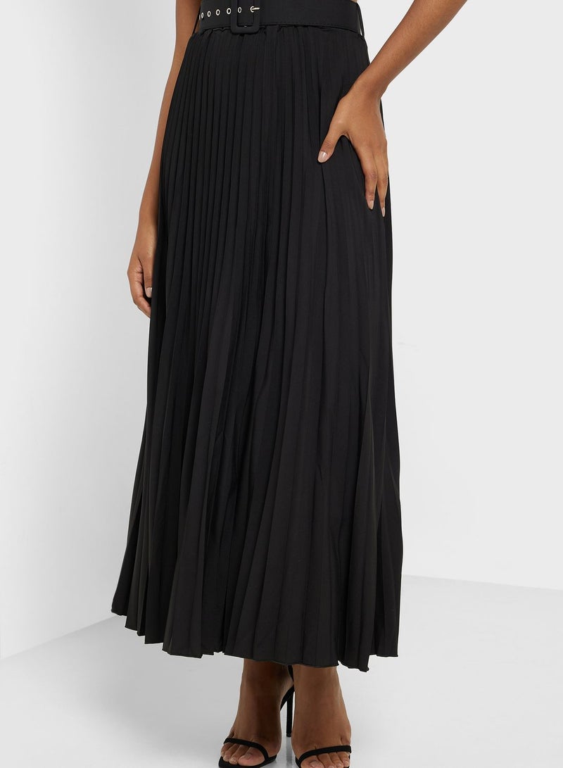ELLA Belted Pleat Detail Skirt - Image 2