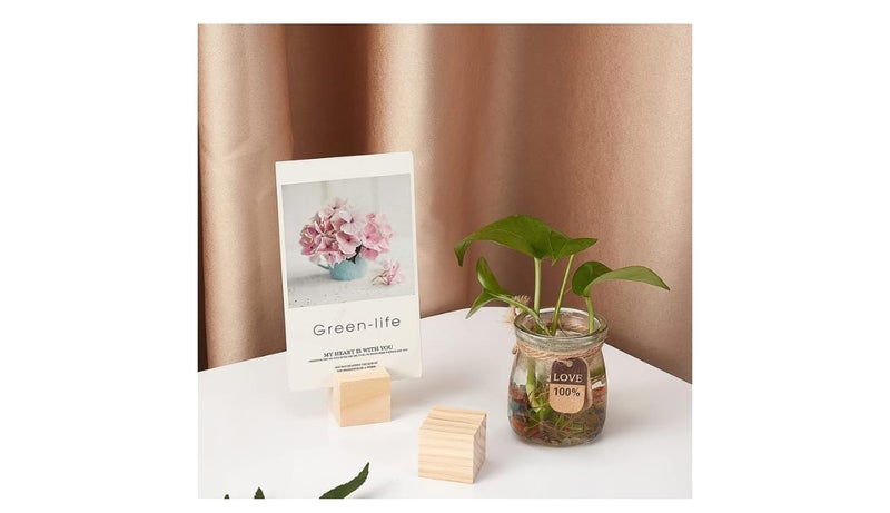 Ormango حاملات بطاقات المكان الخشبية وأرقام الطاولات (2x1.5x1.5 بوصة) | عرض الصور وبطاقات العمل للمكتب، والعشاء، والفعاليات، والمطاعم، وحفلات المنزل مجموعة 8 قطع - Image 4