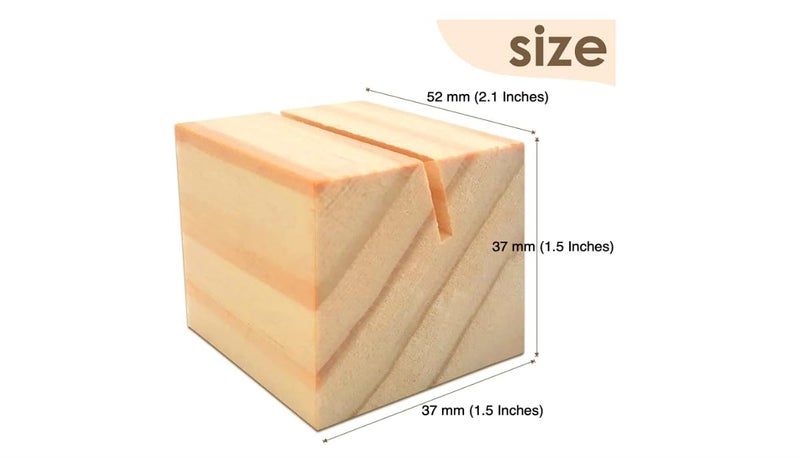 Ormango حاملات بطاقات المكان الخشبية وأرقام الطاولات (2x1.5x1.5 بوصة) | عرض الصور وبطاقات العمل للمكتب، والعشاء، والفعاليات، والمطاعم، وحفلات المنزل مجموعة 8 قطع - Image 2