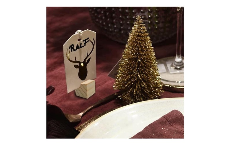 Ormango حاملات بطاقات المكان الخشبية وأرقام الطاولات (2x1.5x1.5 بوصة) | عرض الصور وبطاقات العمل للمكتب، والعشاء، والفعاليات، والمطاعم، وحفلات المنزل مجموعة 8 قطع - Image 3