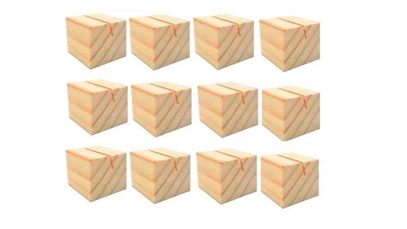 Ormango حاملات بطاقات المكان الخشبية وأرقام الطاولات (2x1.5x1.5 بوصة) | عرض الصور وبطاقات العمل للمكتب، والعشاء، والفعاليات، والمطاعم، وحفلات المنزل مجموعة 8 قطع - Image 1