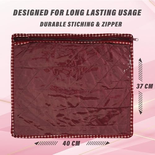 Kuber Industries Nylon Clothes Organizer For Wardrobe (Pack of 12) - Single Storage Organizer For Saree | Salwar Suit | Lehenga - Dress Organizer For Wardrobe - Single Saree Covers With Zip (Maroon) - Image 3