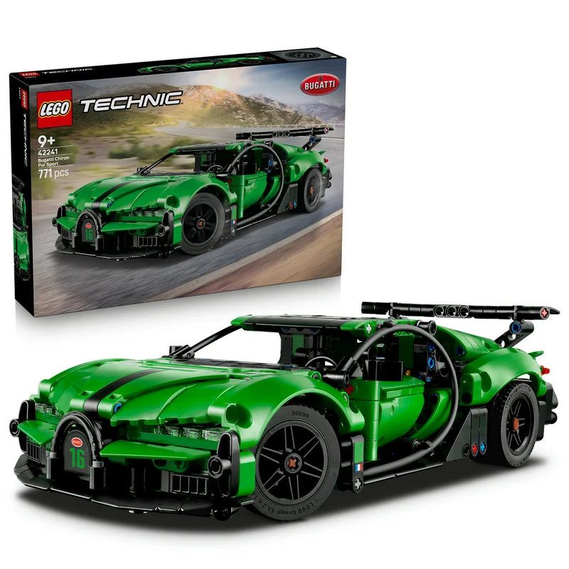 ليغو ‏تكنيك السيارة الفائقة الخضراء Bugatti Chiron Pur Sport، لعبة بناء للأطفال بعمر ٩ سنوات وأكثر (٧٧١ قطعة) 42241
