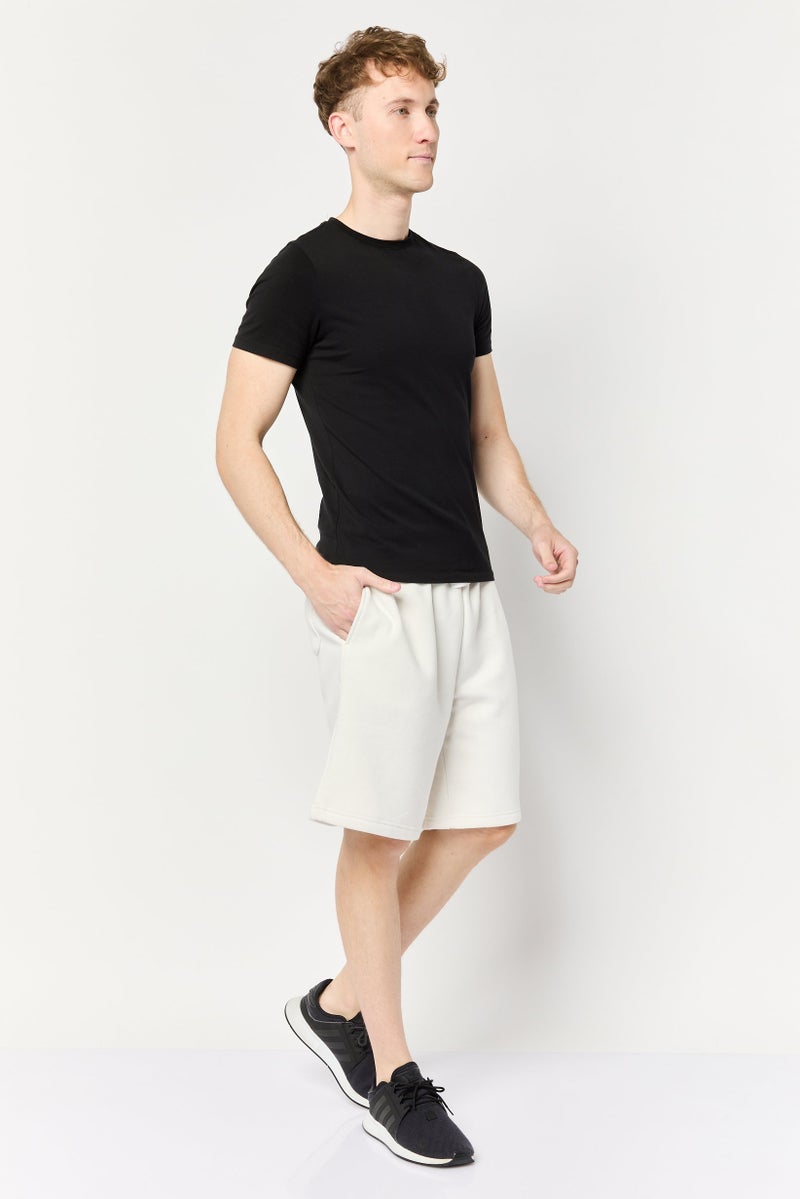 Algspar Men Brand Logo Basic Shorts, Off White - Image 2