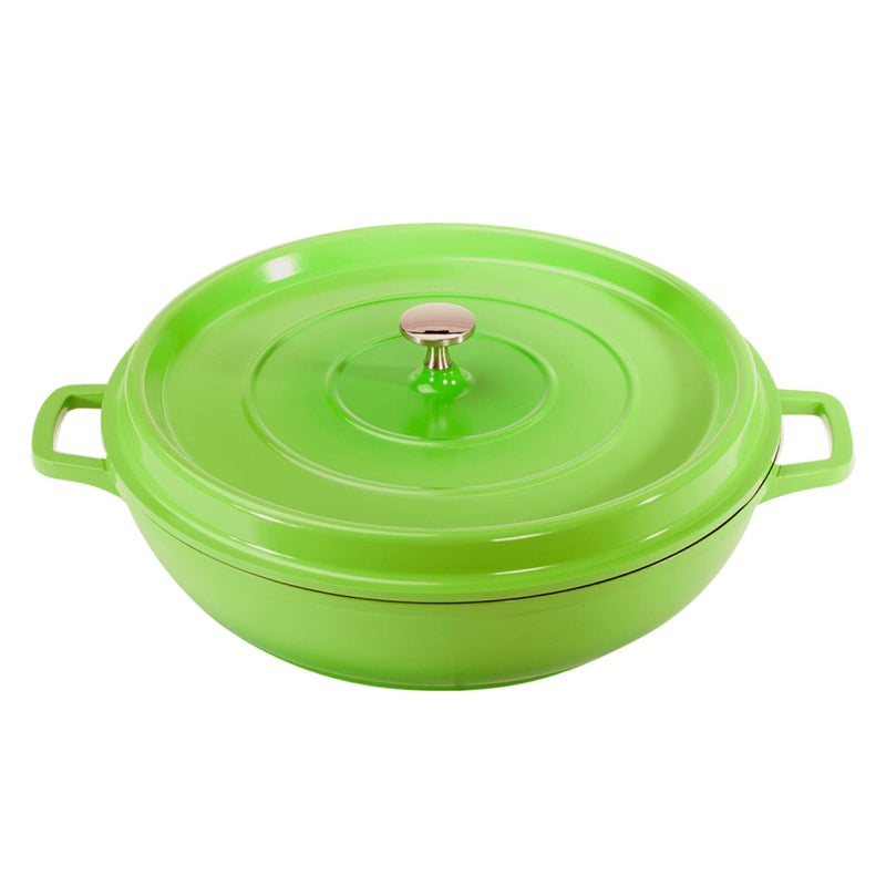 Get G.E.T. CA-008-G/BK Heiss Lightweight Cast Aluminum Braiser Pan/Casserole Dish, 4.5 Quart, Green - Image 1