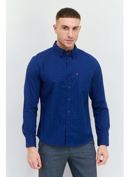 Levi's Men Slim Fit Long Sleeve Allover Print Casual Shirt, Blue  - Image 1