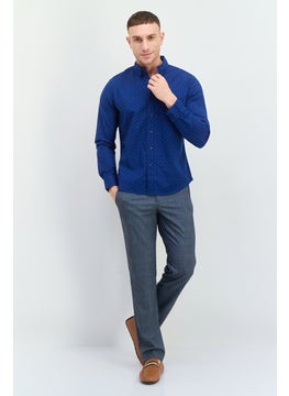Levi's Men Slim Fit Long Sleeve Allover Print Casual Shirt, Blue  - Image 3