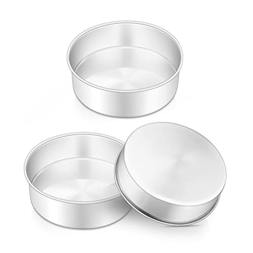 Cake Tin Onader 6 Inch Round Cake Tins 3PCS Stainless Steel Cake Pan Tray for Baking Bakeware Set for Birthday Christmas Wedding Layer Cakes Heavy Duty  Healthy Mirror Finished  Dishwasher Safe