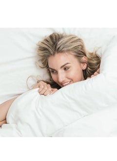 7 نجوم هرتزم غطاء لحاف من الخيزران مقاس كوين 230x220 سم مع زر إغلاق وأربطة جانبية 400TC رائع ومضاد للحساسية وناعم وحريري - أزرق سماوي  - Image 4