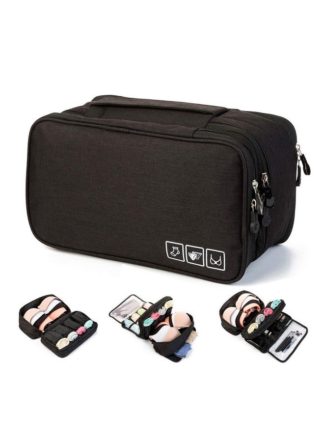 FORKLS حقيبة تخزين محمولة من FORKLS، حقيبة سفر متعددة الاستخدامات، حقيبة مستلزمات شخصية، حقيبة تخزين ملابس، منظم قماش، حقيبة صغيرة للملابس، منظم محمول، حقيبة مكياج (أسود) - Image 1