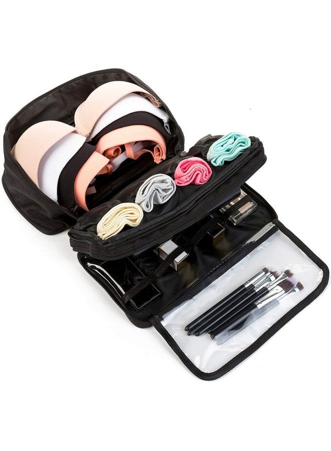 FORKLS حقيبة تخزين محمولة من FORKLS، حقيبة سفر متعددة الاستخدامات، حقيبة مستلزمات شخصية، حقيبة تخزين ملابس، منظم قماش، حقيبة صغيرة للملابس، منظم محمول، حقيبة مكياج (أسود) - Image 4