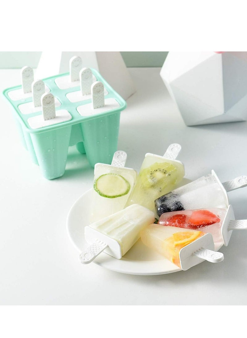 Oasisgalore 6 Pack Green Silicone Popsicle Molds, Reusable with Funnel and Brush - Image 2