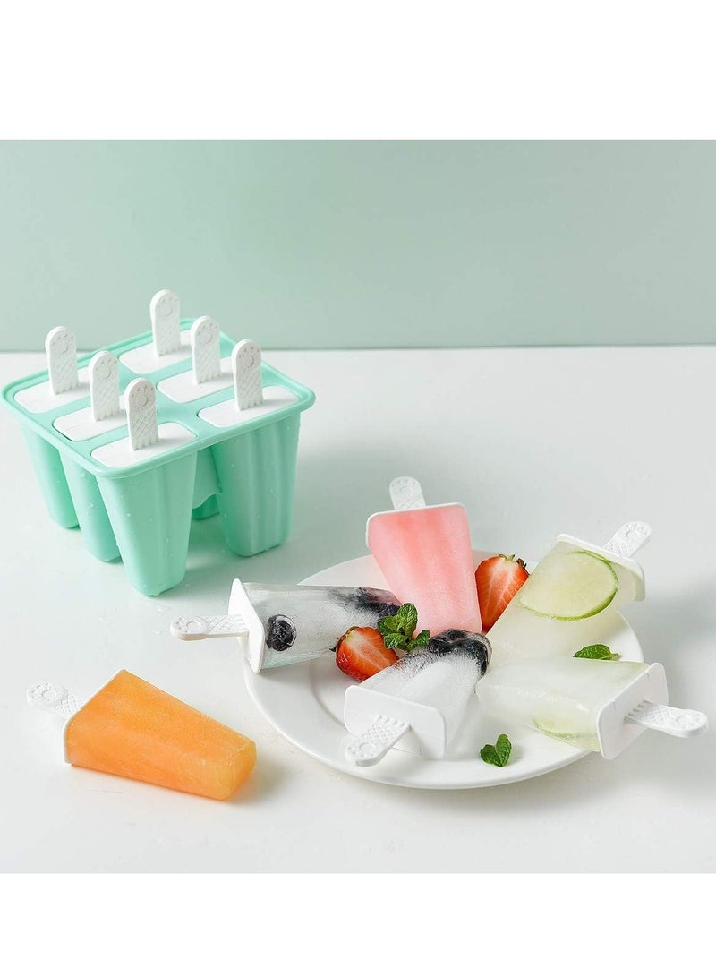 Oasisgalore 6 Pack Green Silicone Popsicle Molds, Reusable with Funnel and Brush - Image 3