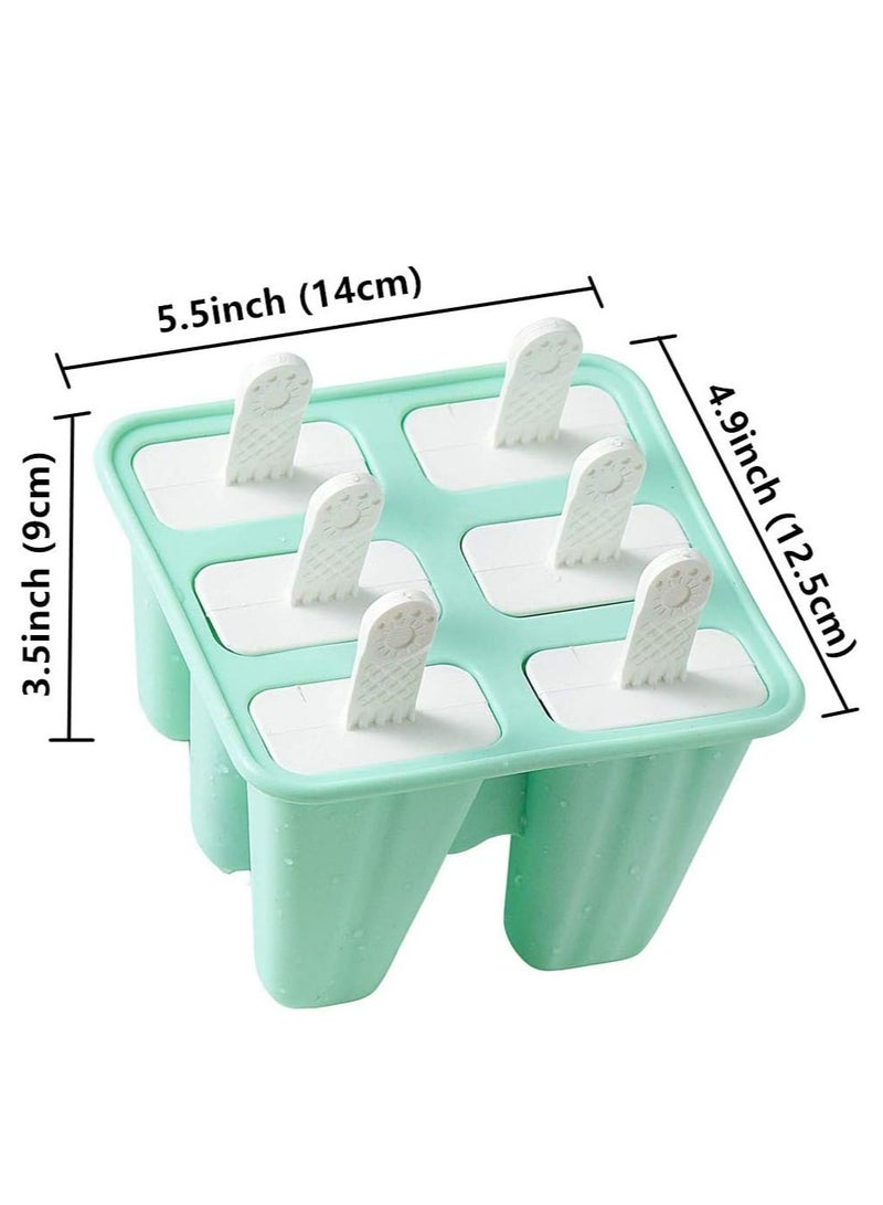 Oasisgalore 6 Pack Green Silicone Popsicle Molds, Reusable with Funnel and Brush - Image 4