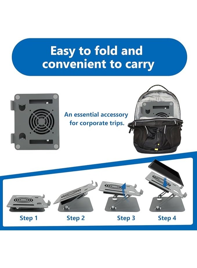 Laptop Stand with Cooling Fan – Adjustable Aluminum Alloy Multi-Angle Portable Laptop Holder for 11"-17.3" Notebooks - Image 3