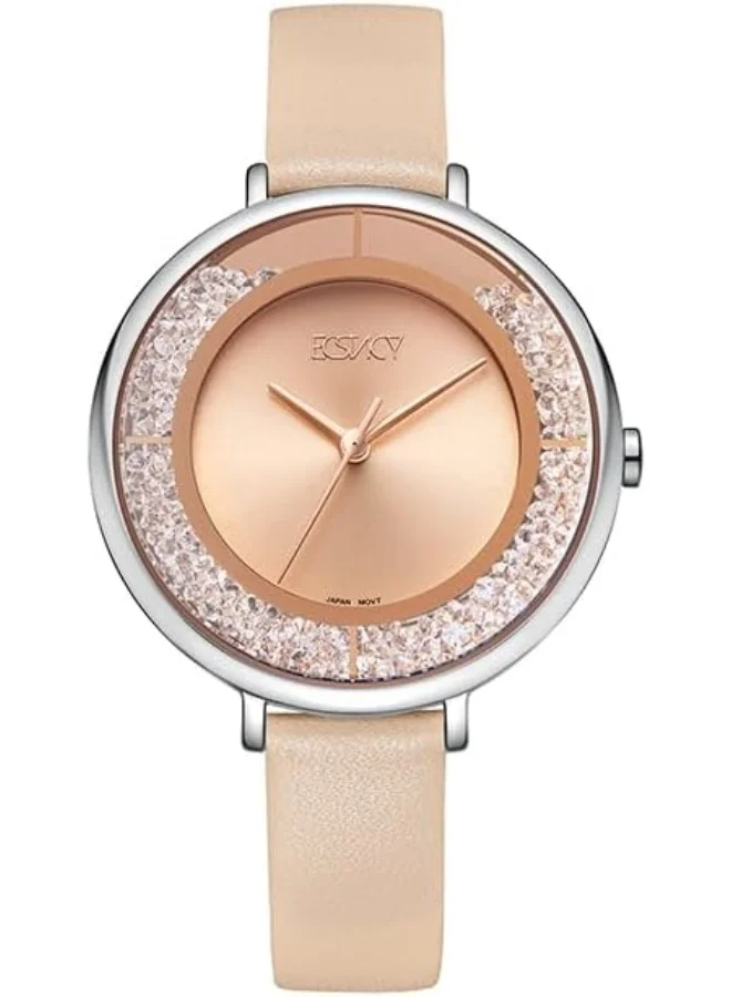 إكستاسي Women's 2036 Movement Watch, Analog Display and Stainless Steel Strap - E23501-SLCK, Beige