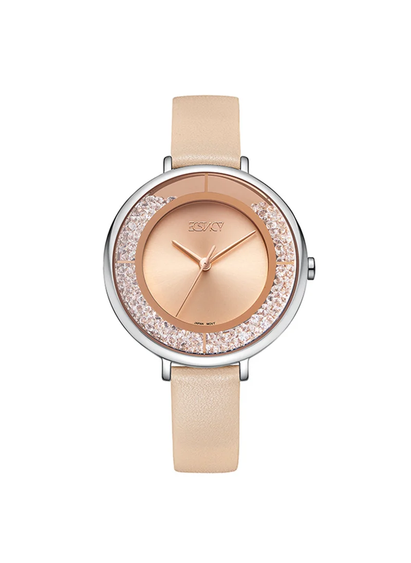 إكستاسي Women's Analog Round Shape Stainless Steel Wrist Watch E23501-SLCK - 35.5 Mm