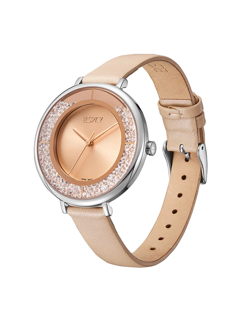 إكستاسي Women's Analog Round Shape Stainless Steel Wrist Watch E23501-SLCK - 35.5 Mm