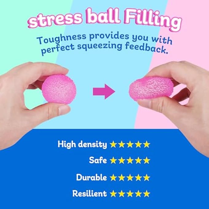 FauKait 3pcs 1.45 Textured Stress Balls - Silky Soft Memory Gel - Squeeze Balls Fidget Balls for Anxiety Stress Relief Warm Series - Squishy Fidget Toy for Kids and Adults - Pack of 3 - Image 4