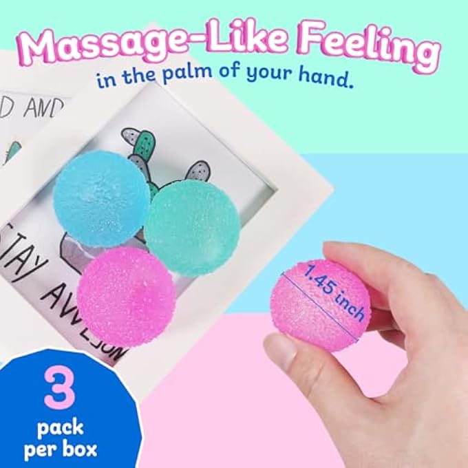 FauKait 3pcs 1.45 Textured Stress Balls - Silky Soft Memory Gel - Squeeze Balls Fidget Balls for Anxiety Stress Relief Warm Series - Squishy Fidget Toy for Kids and Adults - Pack of 3 - Image 2
