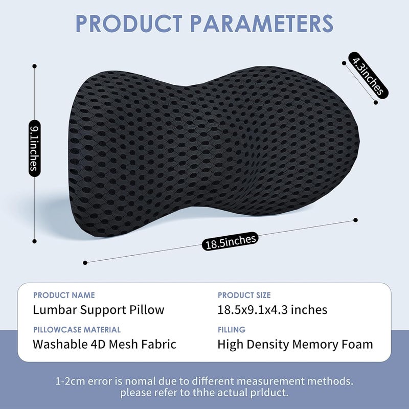kasney Lumbar Support Pillow, Back Pillow for Low Back Pain Relief, Ergonomic Streamline Car Seat, Office Chair, Recliner and Bed (Black) - Image 5
