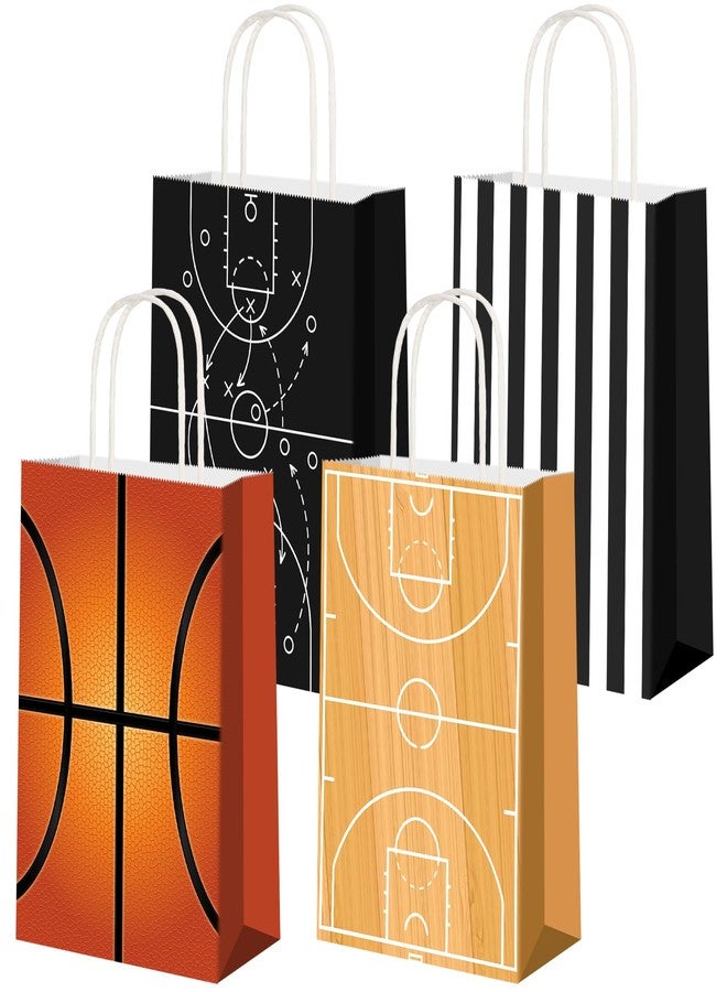Tosstuki 24 Pcs Basketball Gift Bags with Handles Basketball Party Favor Goodie Gift Candy Treat Snack Bags with 4 Different Types for Sports Theme Birthday Party Supplies - Image 1