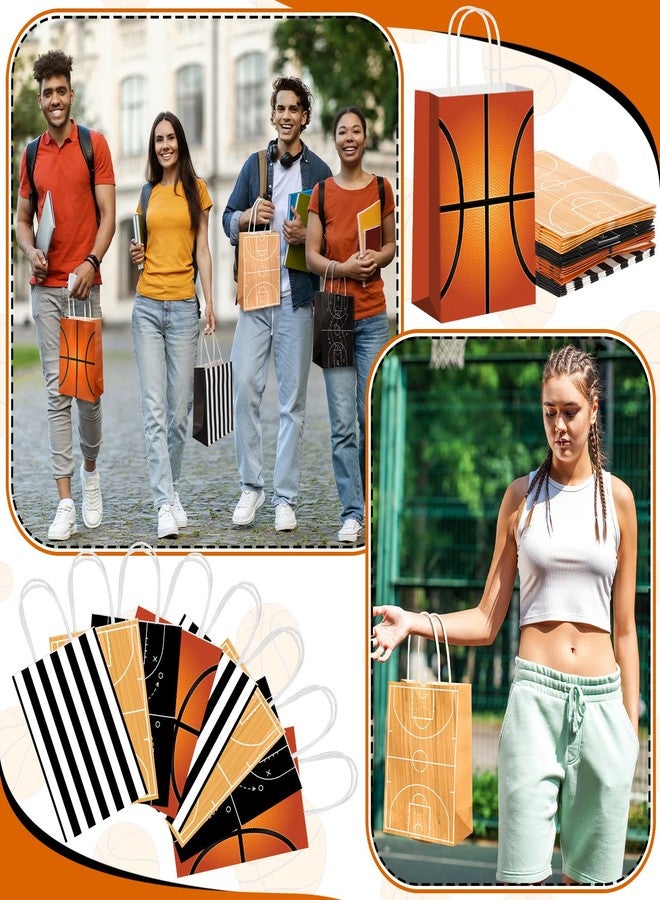 Tosstuki 24 Pcs Basketball Gift Bags with Handles Basketball Party Favor Goodie Gift Candy Treat Snack Bags with 4 Different Types for Sports Theme Birthday Party Supplies - Image 3