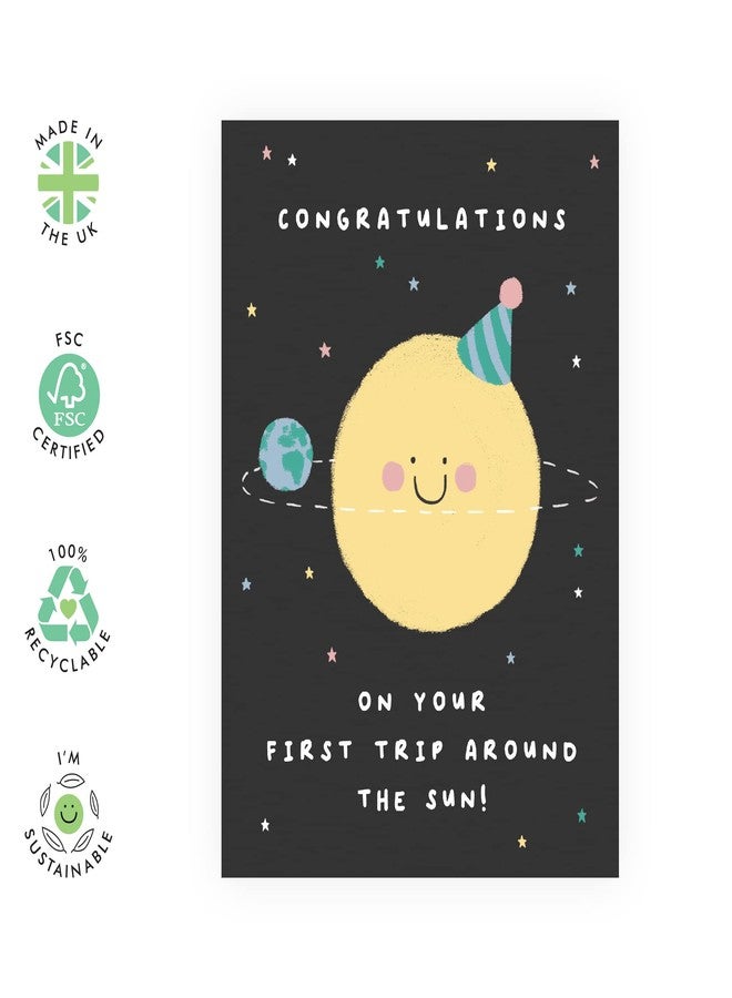 Central 23 1st Birthday Card – “First Trip Around the Sun” Space – Greeting Card for Baby Boy or Girl, Son, Daughter, Grandchild, Niece, Nephew, Children, Toddler, Him, Her - Age One - Comes with Fun Stickers - Image 2