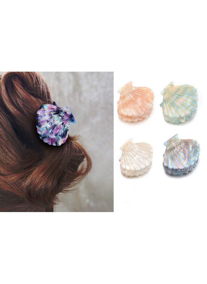 Suoirblss Shell Jaw Clip Hair Claw Clip Clamps Resin Hair Clips Marble Pattern Hairpins Hair Accessories For Women Styling Hairdressing (White)  - Image 4