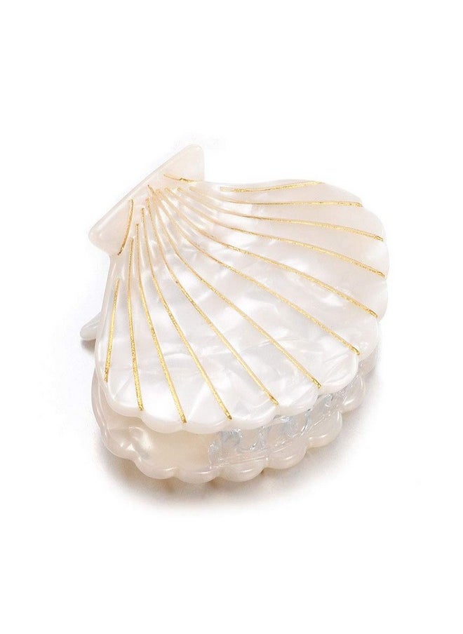 Suoirblss Shell Jaw Clip Hair Claw Clip Clamps Resin Hair Clips Marble Pattern Hairpins Hair Accessories For Women Styling Hairdressing (White)  - Image 3