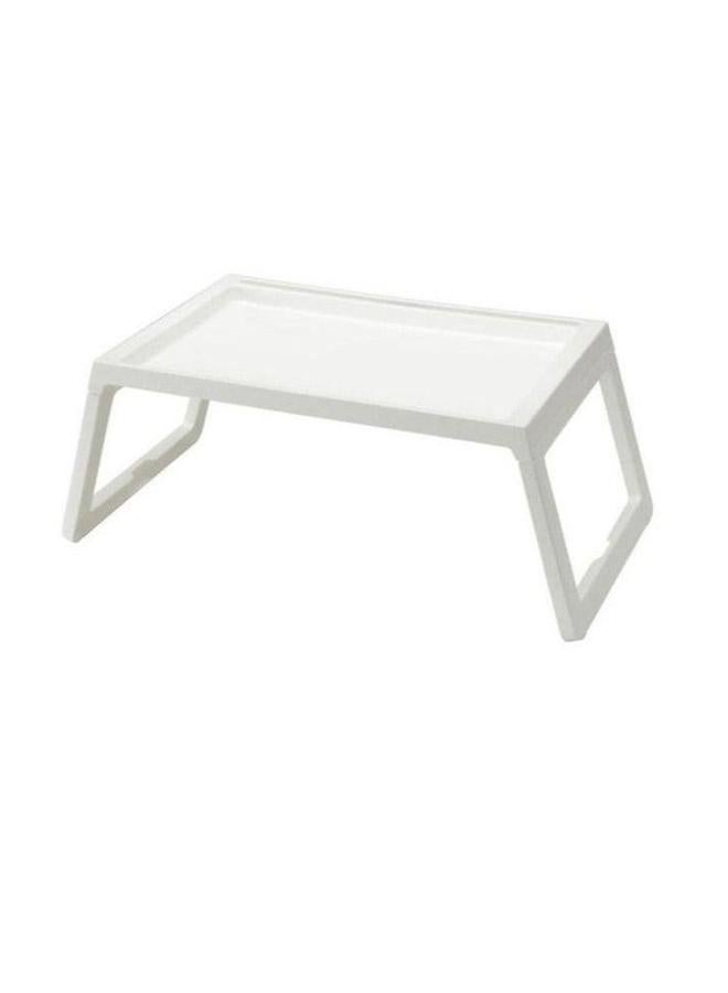 HOMESTAR طاولة جانبية بجانب السرير مع أرجل قابلة للطي طاولة لابتوب قابلة للطي للسرير بيضاء - Image 2