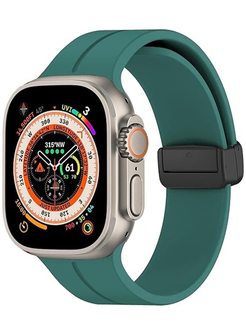 Soft Silicone Watch Band with Magnetic Buckle Sport Watch Strap for Apple Watch Ultra 49mm/46mm/45mm/44mm/42mm Compatible with iWatch Ultra 3/2/1 Series 11/10/9/8/7/6/5/4/3/2/1/SE - Image 1