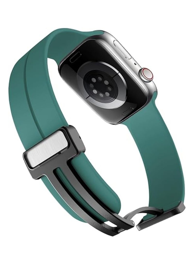 Soft Silicone Watch Band with Magnetic Buckle Sport Watch Strap for Apple Watch Ultra 49mm/46mm/45mm/44mm/42mm Compatible with iWatch Ultra 3/2/1 Series 11/10/9/8/7/6/5/4/3/2/1/SE - Image 3